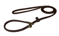 Retrieverline rundsyet Læder Ø  Ø 8mm/150cm med stop Sort