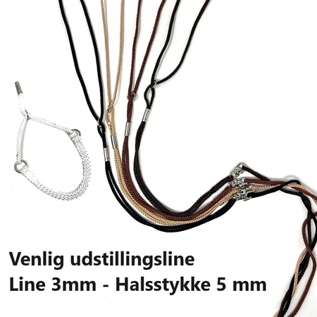 Udstillingsline Nylon rund 3 mm - Halsstykke  5 mm m/svirvel 