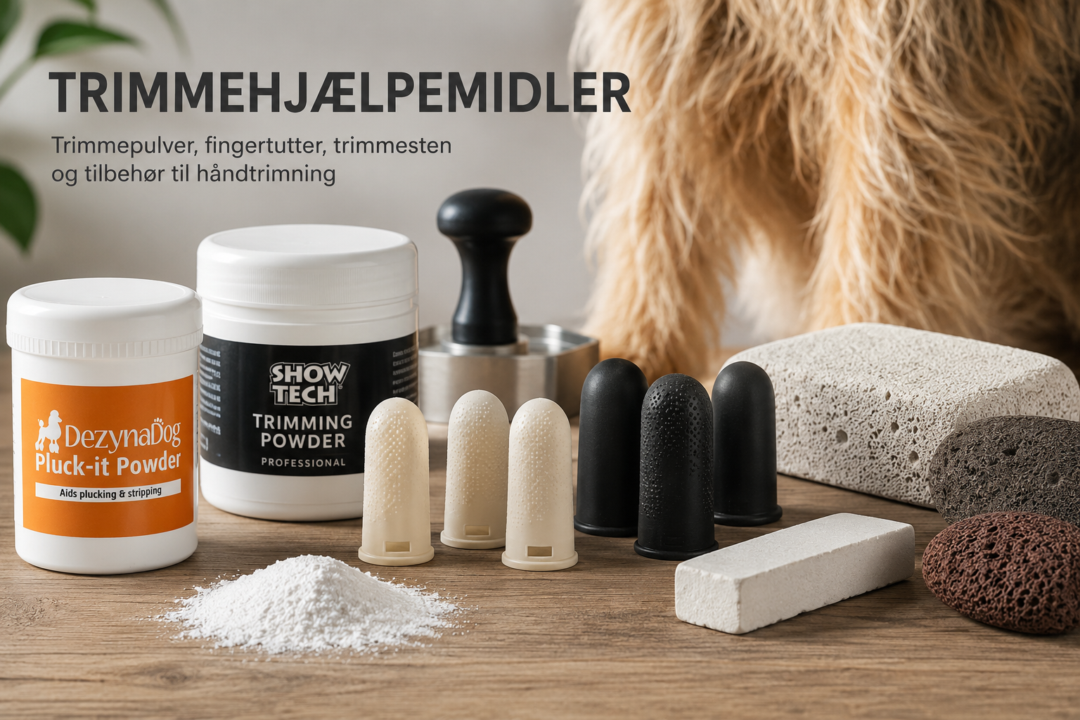 Trimmehjælpemidler til Hund – Trimmepulver, Fingertutter & Tilbehør Trimmehjælpemidler til Hund – Trimmepulver, Fingertutter & Tilbehør