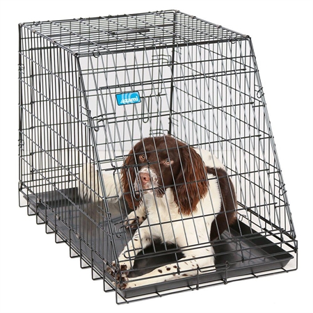 Hundetransportbur med skrå front sort - Premium XL