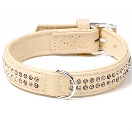 Hjorteskin Halsbånd med Diamanter Beige 55 cm 