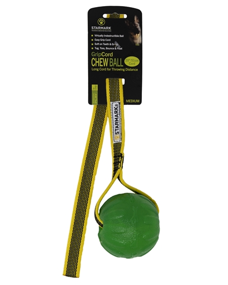 Starmark GripCord Chew Ball For Dogs - Medium/Large 3.25" Durable Ball With Cotton Tug Cord - View #4