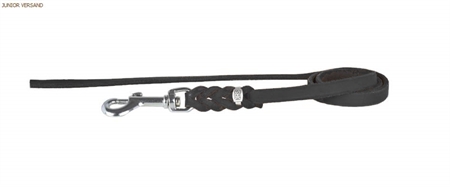 JHS Fedtgarvet læderline Sort Krom 10 mm/120 cm uden håndtag