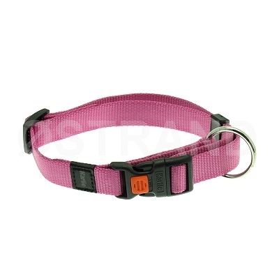 Halsbånd Nylon Indstilleligt m/Clicklås Pink XL