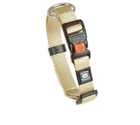 Halsbånd Nylon Indstilleligt m/Clicklås Beige L