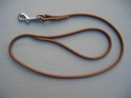 Udstillingsline rundsyet 7 mm 100 cm natur med Krom karabinhage