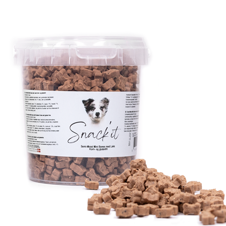 Snack\'it Semi-Moist Mini Bones med Laks - 500g - Korn- & Glutenfri Hundegodbidder