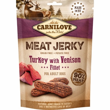 CARNILOVE JERKY TURKEY WITH VENISON FILLET (Kalkun/Vildt)