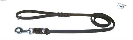 JHS Fedtgarvet læderliner uden syninger indflettet kromkarabin Sort